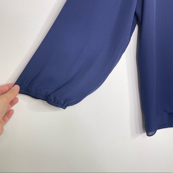 Stitch Fix l Fortune + Ivy Navy Crochet Detail Mixed Material Top, XXL - Picture 6 of 11